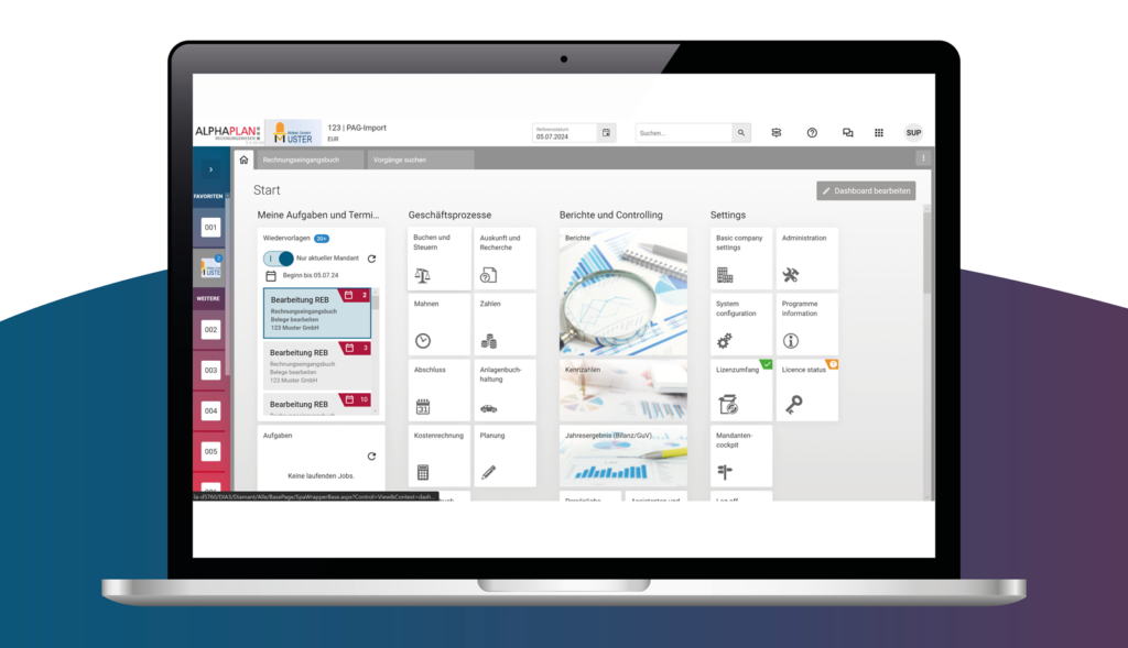 Screenshot ALPHAPLAN Rechnungswesen Dashboard