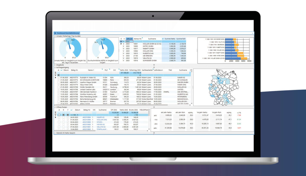 Screenshot ALPHAPLAN ERP-System Dashboard-Übersicht