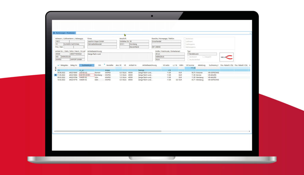 Screenshot ALPHAPLAN ERP-System Suchparameter